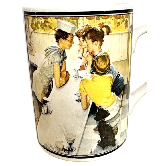 Vintage Norman Rockwell Soda Fountain Cup Mug Westwood Nostalgia Retro Charm - Picture 1 of 6